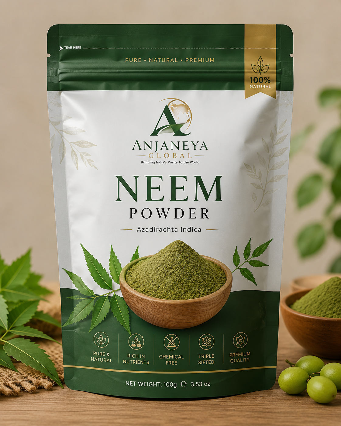 Premium Neem Leaf Powder | 100% Pure Natural Herbal Powder